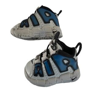 Nike Air Sneaker Boys 2 Gray Royal Blue Swoosh‎ Fastening More Uptempo Shoes